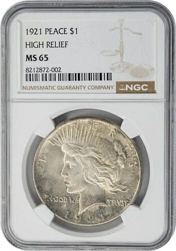 1921年 ピースシルバードル ハイレリーフ MS65 NGC 950466-33