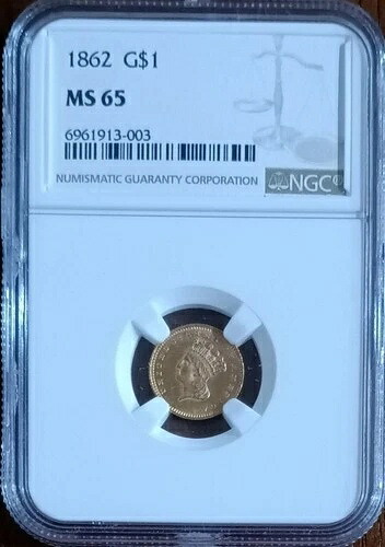 1862年 タイプ3 金貨、NGC MS-65 - 宝石 未流通 コレクターズゴールド