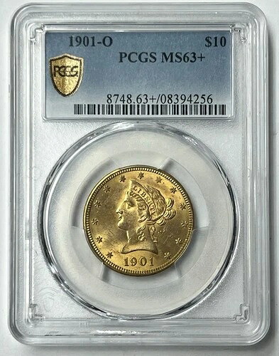 1901年-O $10 リバティヘッドゴールド PCGS MS63+ 条件付きレアニューオーリンズイーグル-