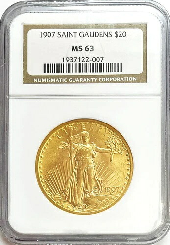 1907年 ゴールド USA 20ドル セントゴーデンズ ダブルイーグルコイン NGC ミント ステート 63