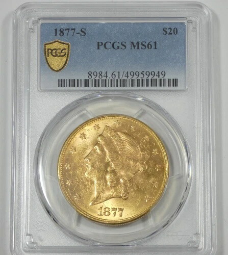 1877-S ゴールド リバティヘッド 20ドル ダブルイーグル 認定 PCGS MS 61 774,840円