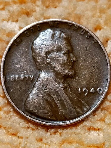 1940 年米国リンカーン ペニー プランシェット エラー オーバープレス コイン / 小麦の穂が接合されています。
