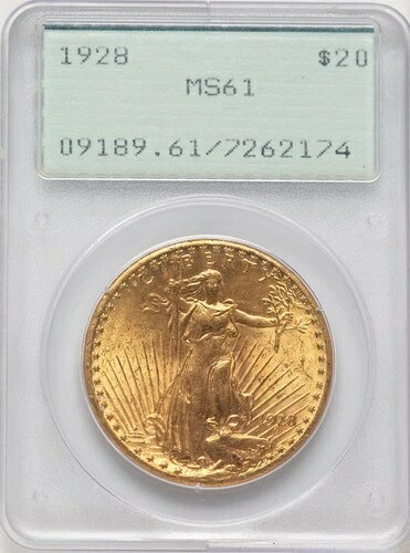 1928年 $20 サンゴーデンズ ダブルイーグル PCGS MS61-