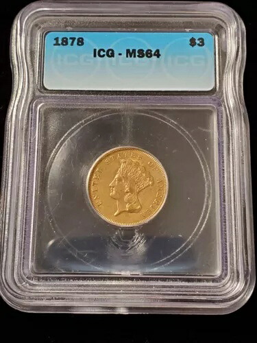 1878年 3ドル金貨 プリンセスヘッド ICG MS64 (Z-0060)