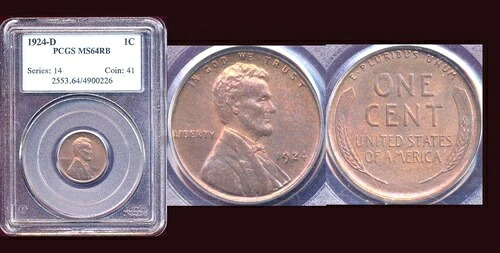 1924-D 1C PCGS MS64RB リンカーン ウィート セント