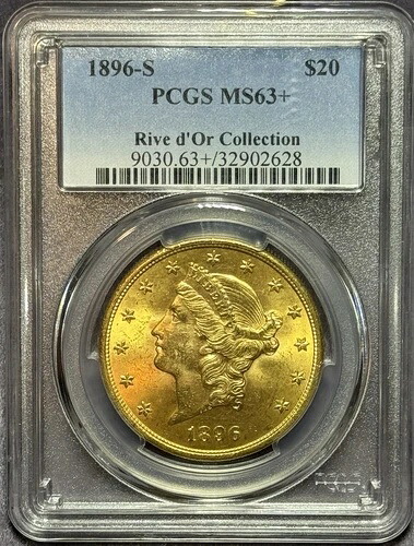 1896-S 20ドル金貨 リバティ MS63+ (リヴ・ドール・コレクション)