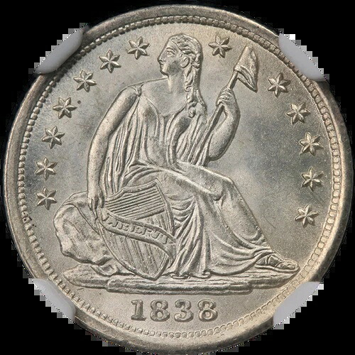 1838年 シーテッド・リバティ・ハーフダイム NGC MS67 ブレイジングホワイトジェム ストロングストライク 785,840円