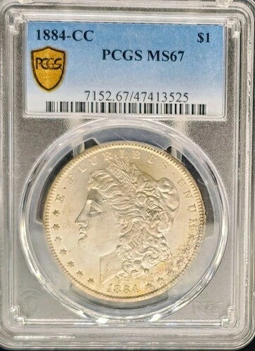 1884-CC 1ドル モルガン・ダラー PCGS MS67 表面周辺部の見事な色調