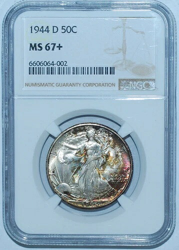 1944年 D NGC MS67+ ウォーキング・リバティ・ハーフダラー