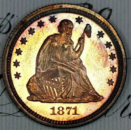 1871年 ウルトラ DCAM 新品+ジェムプルーフ 自由の女神座像 25セント硬貨 DC320 希少 わずか960枚!