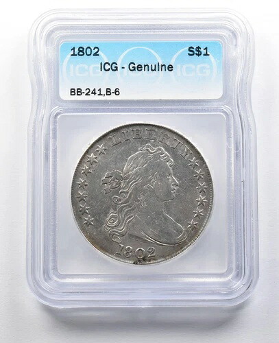 1802年 ドレープ胸像 銀貨 BB-241, B-6 ICG *2079