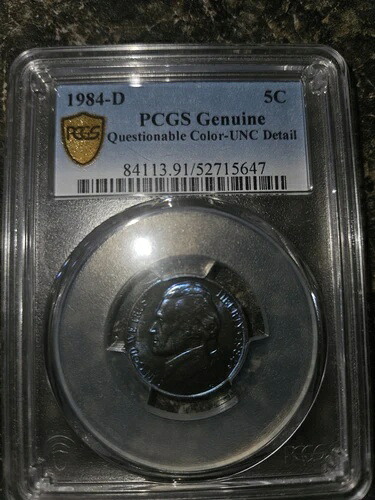 1984-D ジェファーソン ニッケル 5C - PCGS 純正 UNC 詳細 - 色は不明 - ゴールド