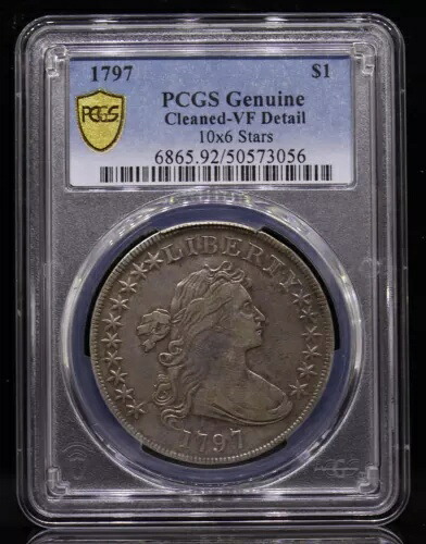 1797年 ドレープバストドル 10x6 スター PCGS VF 詳細クリーニング済み