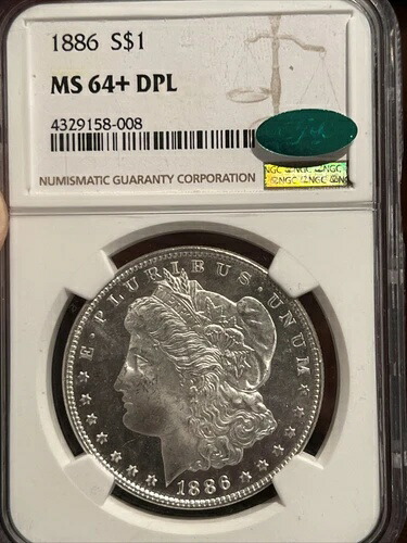 1886 NGC MS64+ DPL DMPL モーガンドル、超希少 ニアトップポップ CAC ++ ??