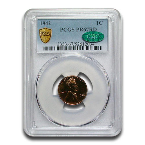 1942年 リンカーンセント PR - 67 PCGS CAC (レッド)-