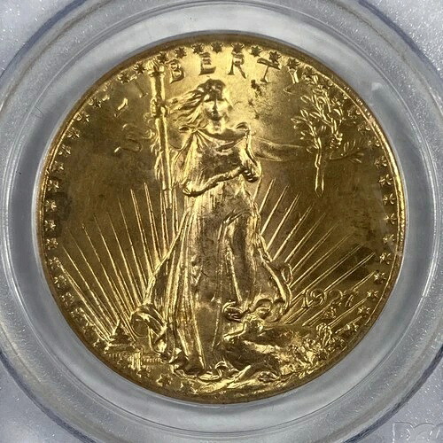 1927年 ダブルイーグル金貨 20ドル。PCGS MS 65。