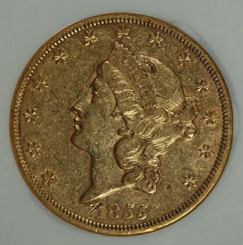 1855年 $20 リバティ ダブルイーグル タイプ1 ゴールド NGC XF45。- 795,080円