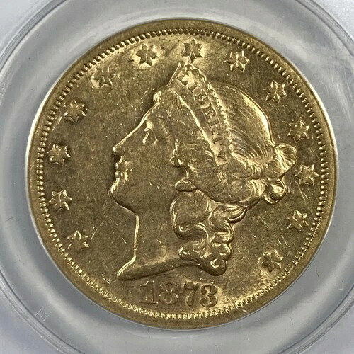 1873-S 20ドル金ダブルイーグル。ANACS AU55 クローズド3。
