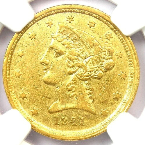 1841-C リバティ ゴールド ハーフ イーグル $5 - NGC AU 詳細 - 希少なシャーロット ゴールド コイン!｜WORLD RESOURCE【QUEEN店】