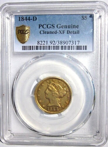1844年-D 自由の女神ヘッド ハーフイーグル $5 ドル ゴールド コイン PCGS XF DE レア ダロネガ-｜WORLD RESOURCE【QUEEN店】