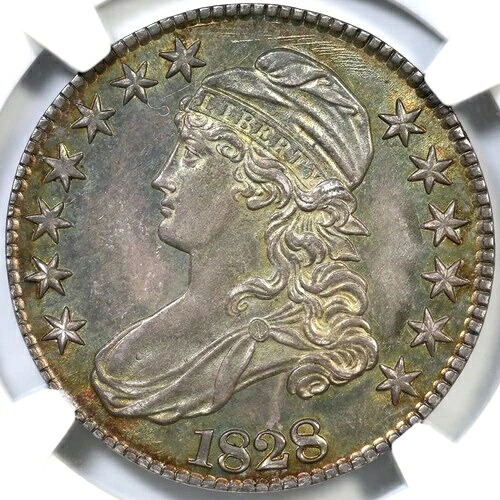 1828 O-109 R3 NGC MS64「スクエア2、ラージ8」キャップドバストハーフダラー｜WORLD RESOURCE【QUEEN店】