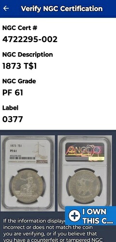 1873年 プルーフトレードドル NGCピュアヒストリー -初年度発行-