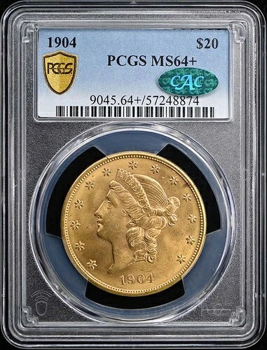 1904年 20ドル リバティヘッド ダブルイーグル PCGS MS64+ (CAC)
