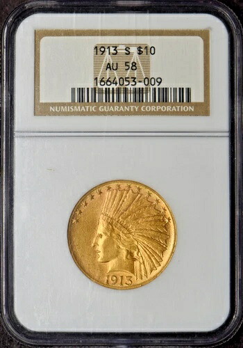1913-S 10ドル金貨インディアンイーグル - NGC AU58 - 旧第9世代ホルダー - ?COINGIANTS?