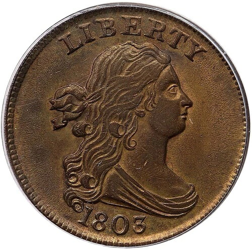 1803 C-1 R-1 PCGS AU 55 ドレープバスト ハーフセントコイン 1/2c