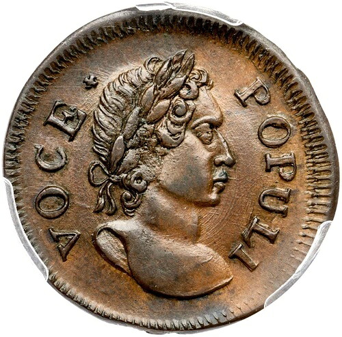1760 N-4 R-3 PCGS MS 63 BN No P Voce Populi コロニアル銅貨