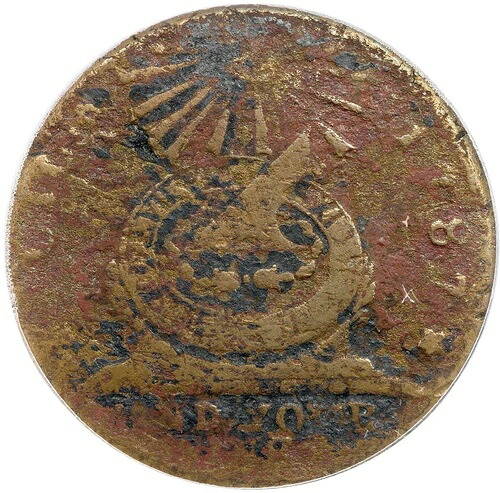 1787 N 2-C R-6- ANACS VG 10 詳細 FUCIO Club Rays Fugio Cent Colonial Copper