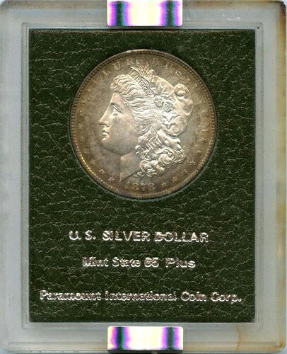 1878年 8TF モルガン・ダラー S$1 NGC MS65 パラマウント ダークグリーン ホルダー PQ