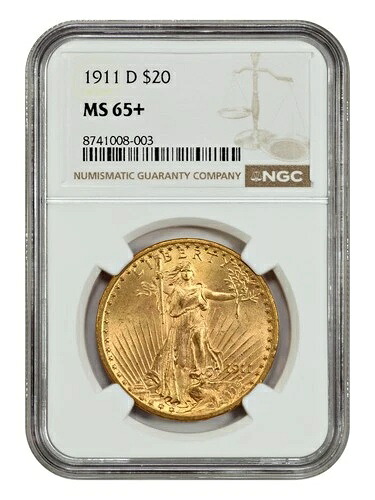 1911-D $20 NGC MS65+ - セントゴーデン $20