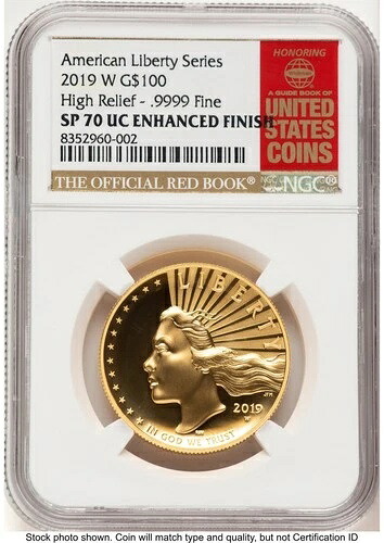 2019-W G $100 American Liberty High Relief Enhanced UC レッドブック NGC MS70-