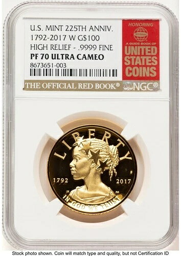 2017-W G$100 アメリカン・リバティ・ハイレリーフ レッドブック NGC PF70 (778491006)