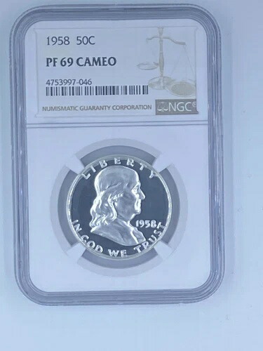 1958年製プルーフ69カメオ フランクリンPF69カメオ（鏡面仕上げ良好）
