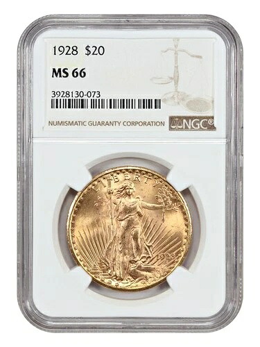 1928年 $20 NGC MS66 - セント・ゴーデンズ $20