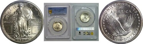 1917年 T-1 自由の女神立像クォーター PCGS MS-67 FH-