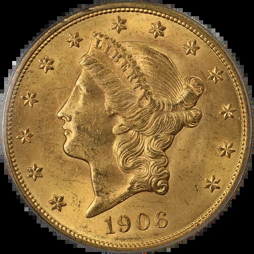 1906年-D リバティ ゴールド $20 CAC ステッカー PCGS MS63 グレート アピール ナイス・ストライク-