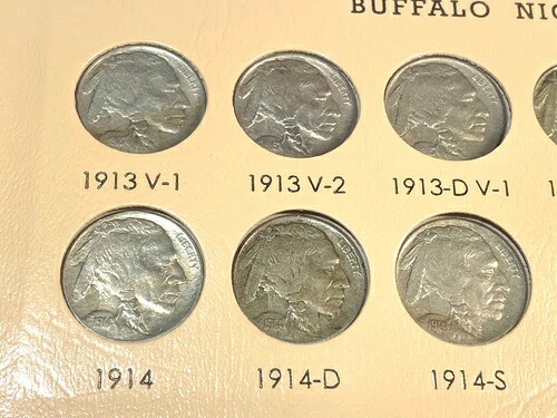 1913年から1938年までのバッファローニッケル全64枚セット、非常に良好な状態から宝石状態まで。BU