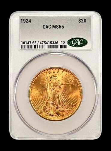 1924年製ダブルイーグルス セントゴーデンス CACG MS 65 CAC