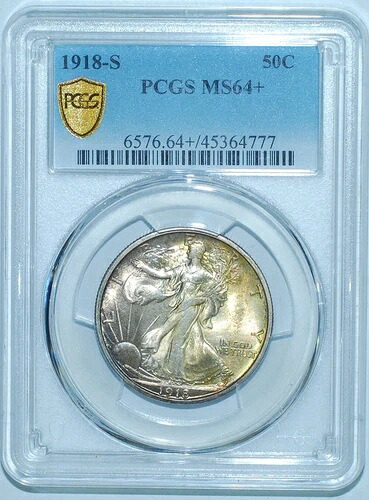 1918年 S PCGS MS64+ ウォーキング・リバティ・ハーフダラー