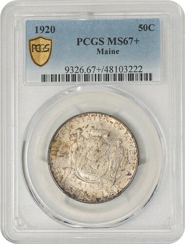 1920年 メインハーフ 50セント MS67+ セキュア PCGS 949191-4