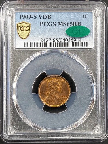 1909 S VDB リンカーン セント、PCGS および CAC により MS 65 RB 認定! 788,095円
