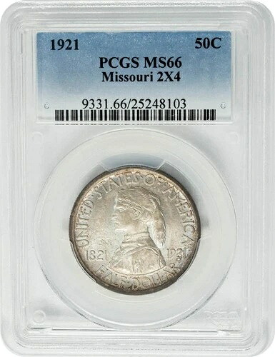 1921年 ミズーリ州ハーフ 50セント 2x4 MS66 PCGS 950759-1