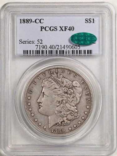 1889-CC 1ドル モルガン銀貨 XF40 PCGS CAC 21490605