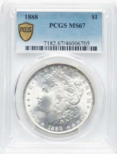 1888 年、1 ドル モルガン銀貨 - PCGS グレード MS67 - 明るい白色! 794,255円