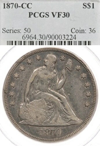 1870-CC $1 PCGS VF30 カーソンシティ自由の女神座像シルバードル-