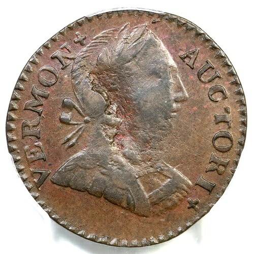1788 RR-25 R-2 PCGS AU 55 バスト右バーモント植民地銅コイン-