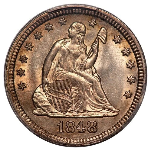 1848年 25セント リバティ座像 25セント PCGS MS63+